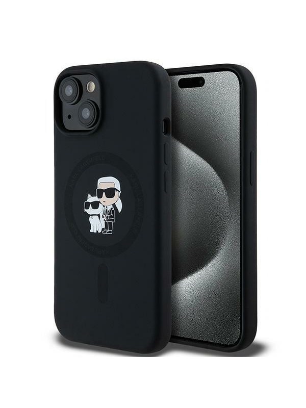 Karl Lagerfeld Silicone Karl&Choupette MagSafe case for iPhone 15 Plus / 14 Plus - black