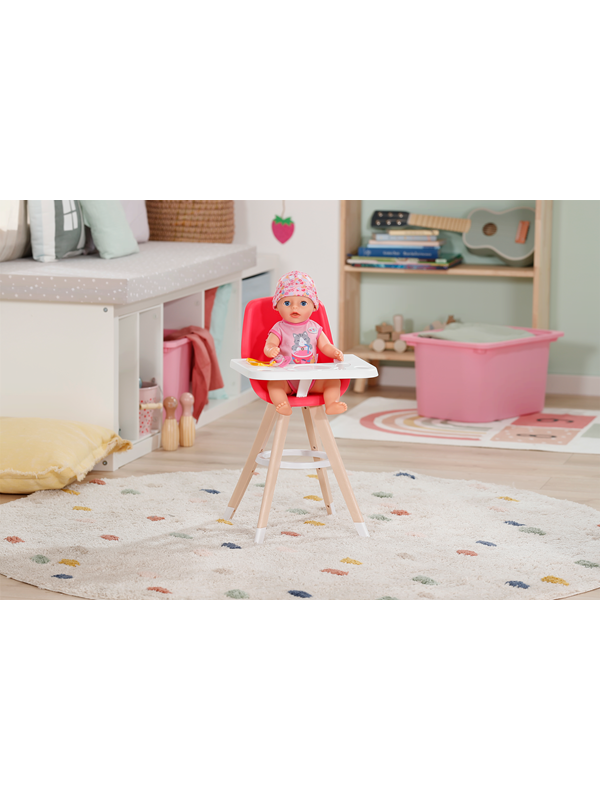 BABY born Hoge kinderstoel in Scandinavisch design met tafel en accessoires voor poppen van 36 cm en 43 cm
