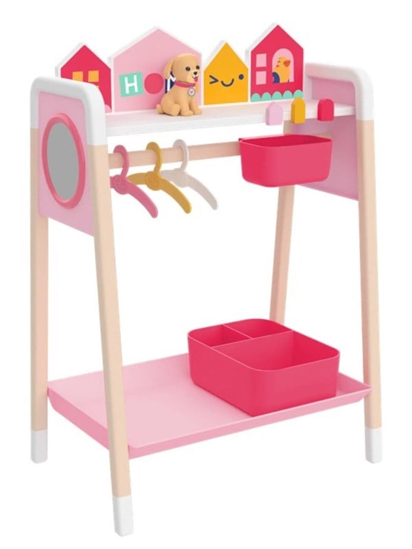 BABY born Kledingrek met spiegel, kledinghangers en een plank: poppenkledingrek met accessoires voor poppen van 36 cm en 43 cm