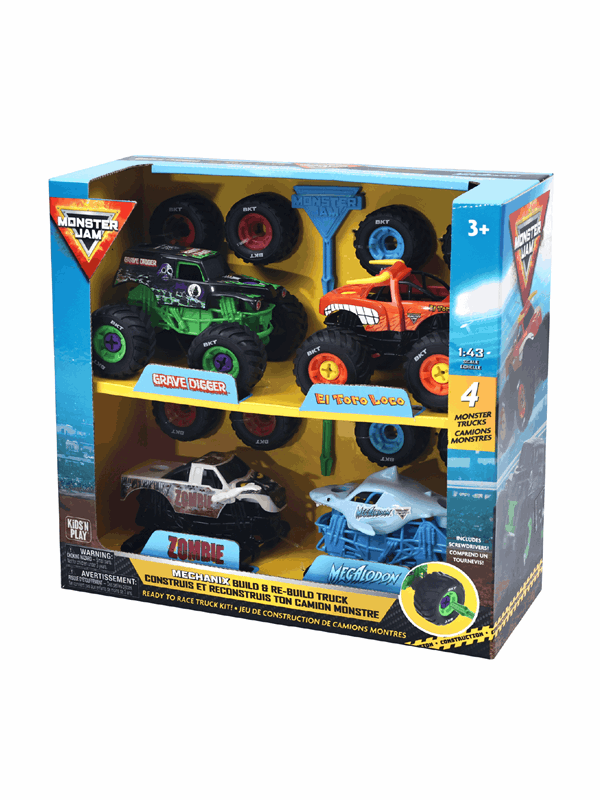 Monster Jam Mechanix 1:43 Build N ReBuild 4 pk