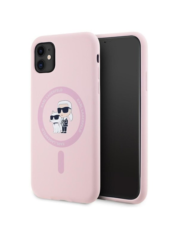 Karl Lagerfeld Silicone Karl&Choupette MagSafe iPhone 11 Case - Pink