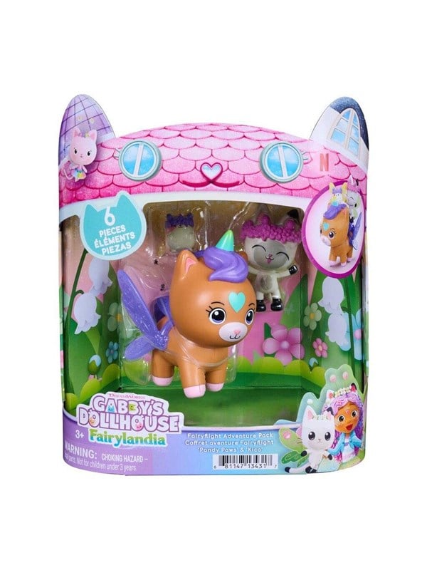 Gabby's Poppenhuis - Feeënlandia - Fairylandia - Feeënvlucht Pandy Paws & Kico - met 3 speelgoedfiguren