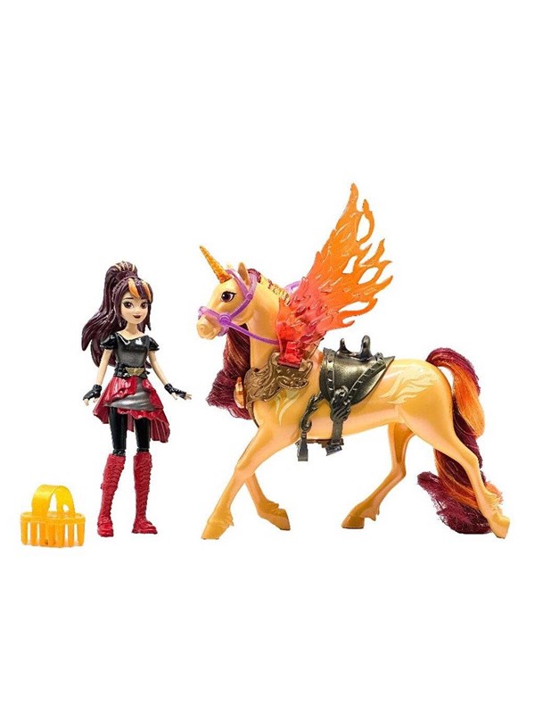 Unicorn Academy, Valentina & Cinder met vleugelmagie, beweegbare pop van 11,4 cm en eenhoorn met vleugels van 12,7 cm, 4 accessoires, poppen en eenhoornspeelgoed, verjaardagscadeaus