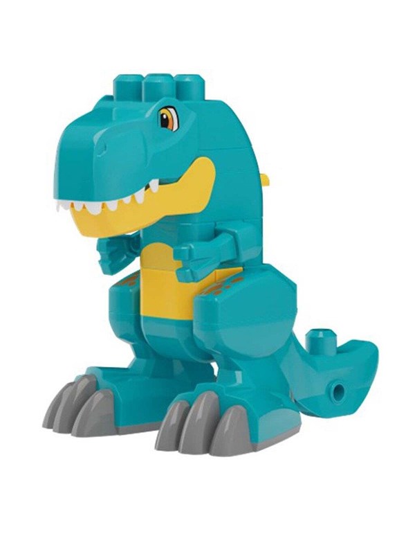 Mega Bloks Fisher-Price Speelgoedblokken Bouw en Hap Dinosaurus - T-Rex met draaiende wieltjes - 25 onderdelen