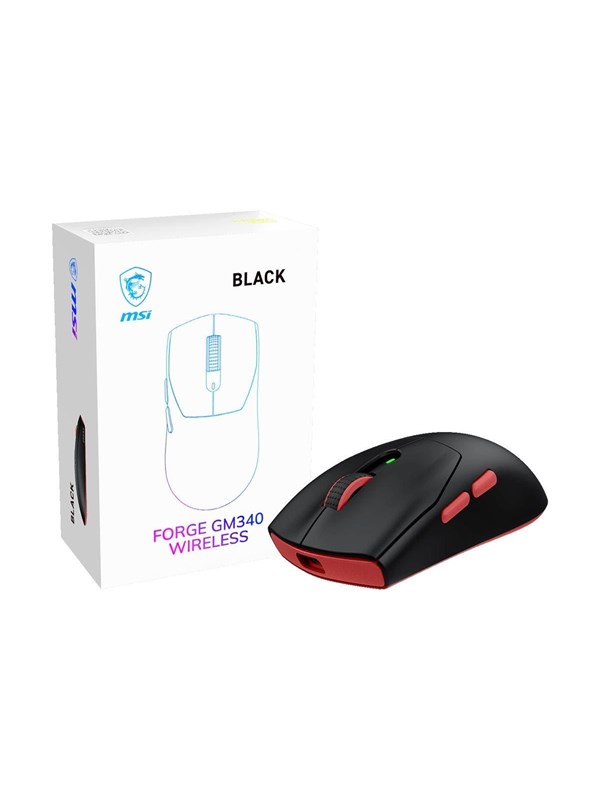 MSI FORGE GM340 - mouse - 2.4 GHz Bluetooth USB - black - Muis - Optisch - 6 knoppen - Zwart