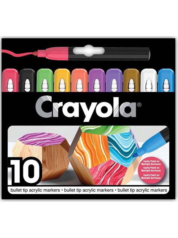 Crayola Acrylic Bullet Tip Markers 10 Pcs