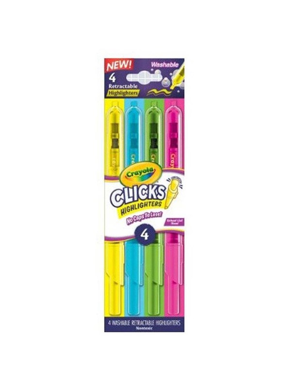 Crayola Clicks Retractable Highlighters 4 Pcs