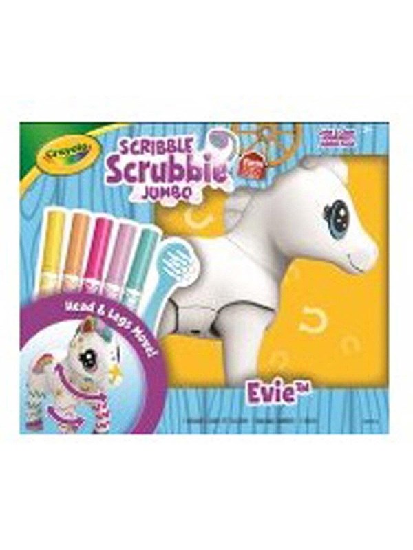 Crayola Washimals Jumbo – Hobbypakket - Groot Paardje Evie (15 cm) om te Kleuren, Wassen en Opnieuw te Kleuren, Set met 5 Uitwasbare Stiften en Borsteltje, 3+ jaar
