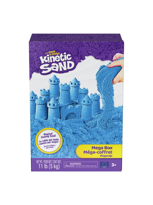 Kinetic Sand - Megadoos met 5 kg kneedbaar blauw speelzand bulkverpakking sensorisch speelgoed en vulling voor sensorische bak knutselen