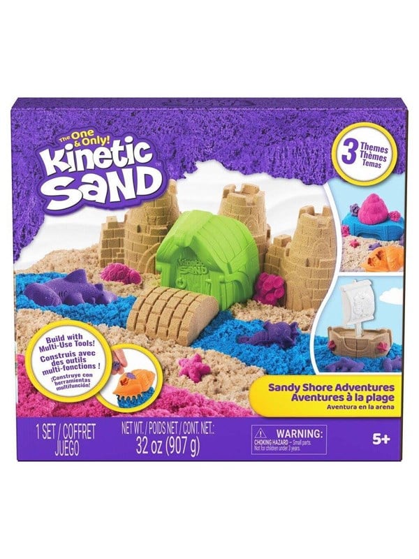 Kinetic Sand - Bouwterrein Speelset met Kneedbaar Speelzand - 453 g Speelzand, 2 Speelgoedtrucks, Kraan, Gereedschap en Opbergdoos - Sensorisch Speelgoed