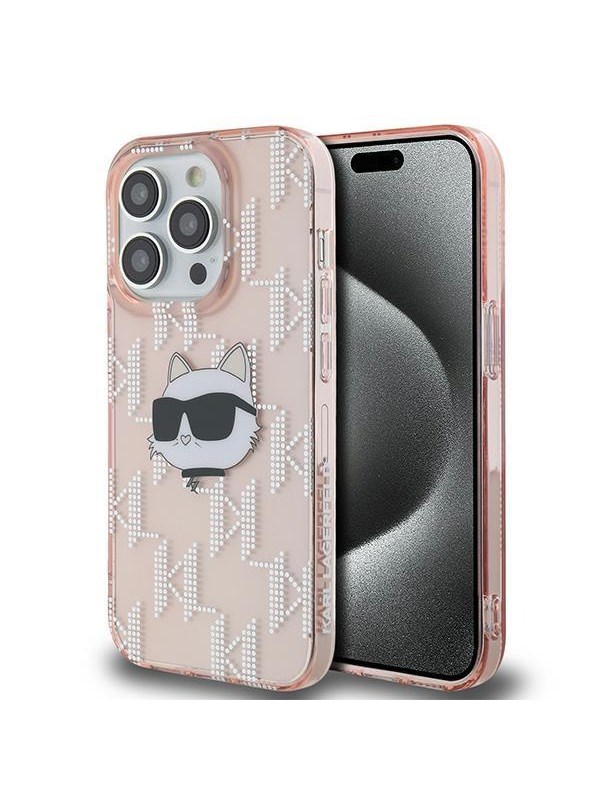 Karl Lagerfeld IML Choupette Head & Monogram case for iPhone 14 Pro Max - pink