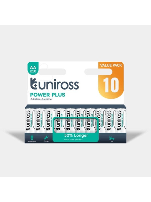 Uniross LR6 AA Power Plus Alkaline Battery Pack 10