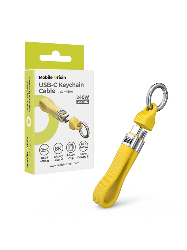 Mobile Origin CB17 240W 40Gbps 8K USB-C Keychain Cable - Yellow