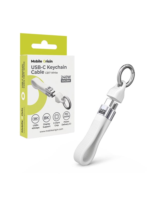 Mobile Origin CB17 240W 40Gbps 8K USB-C Keychain Cable - White