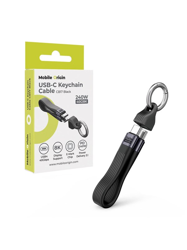 Mobile Origin CB17 240W 40Gbps 8K USB-C Keychain Cable - Black