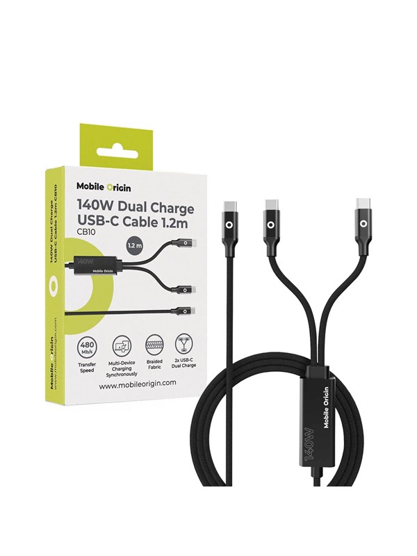 Mobile Origin CB10 140W Dual Charge USB-C Cable - 1.2m