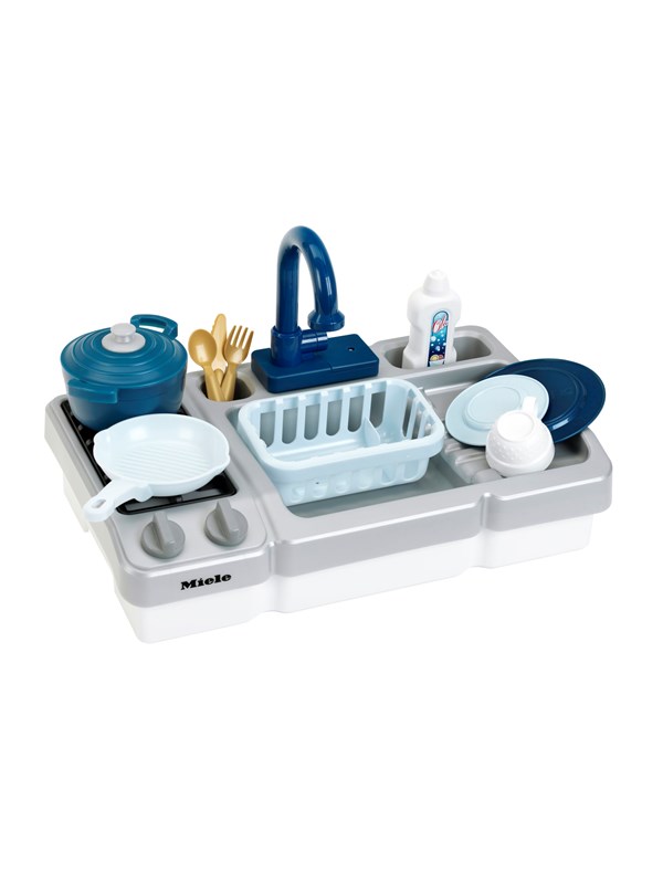 Klein Toys Miele speelgoed spoelbak met waterfunctie en kookplaat - blauw grijs
