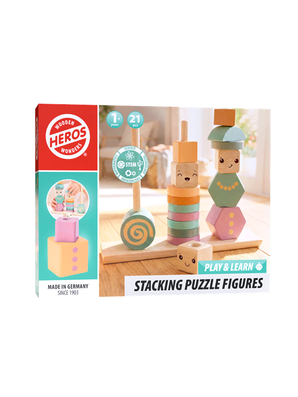 Heros FSC® Play & Learn - Houten stapelfiguren (zacht neutrale/pastelkleuren)
