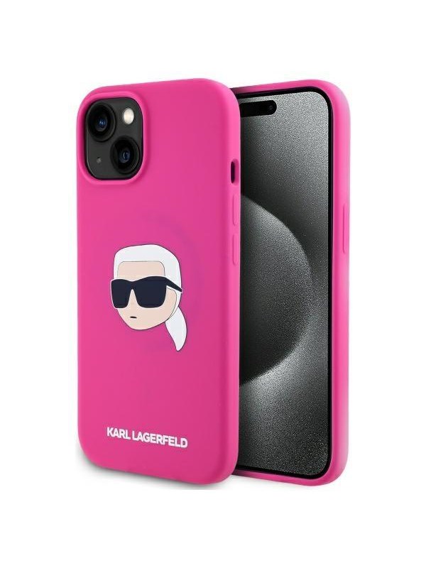Karl Lagerfeld KLHMP15SSKHPPLF iPhone 15 6.1" fuchsia/fuschia hardcase Silicone Karl Head Print MagSafe
