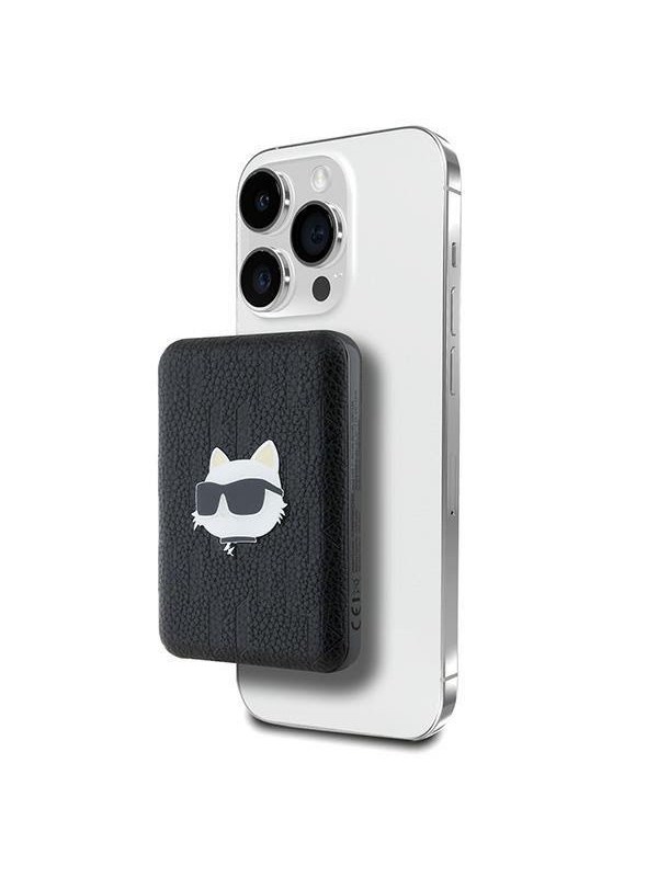 Karl Lagerfeld Powerbank inductive KLPB5FPGKSCHHK 16W 5000mAh black/black Choupette Head Pin MagSafe - 5000 mAh