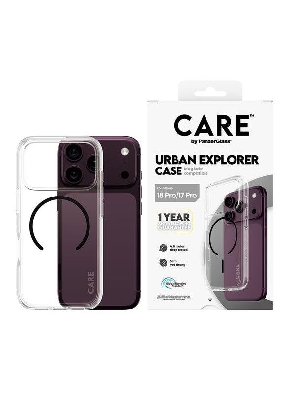 CARE by PanzerGlass Urban Explorer Case Transparent w. Black MagSafe Apple iPhone 18 Pro | 17 Pro