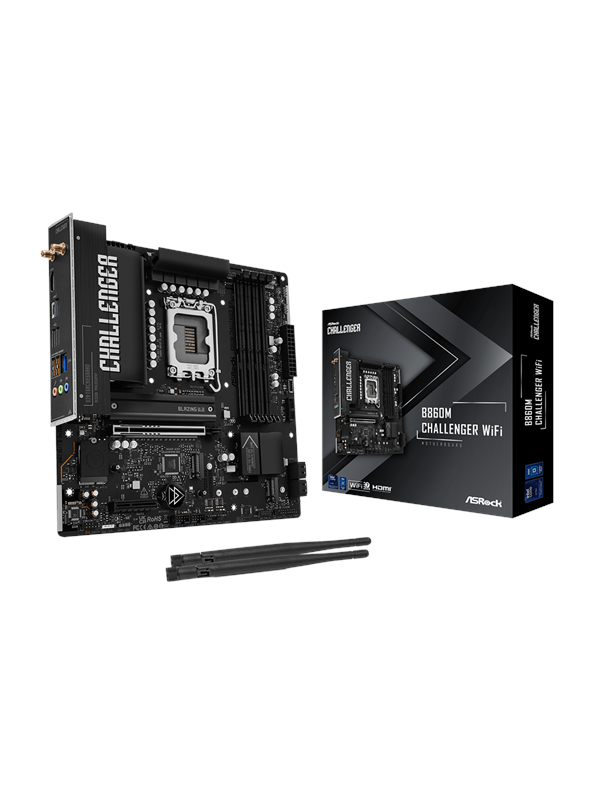 ASRock B860M Challenger WiFi Moederbord - Intel B860 - Intel LGA1851 - DDR5 RAM - Micro-ATX