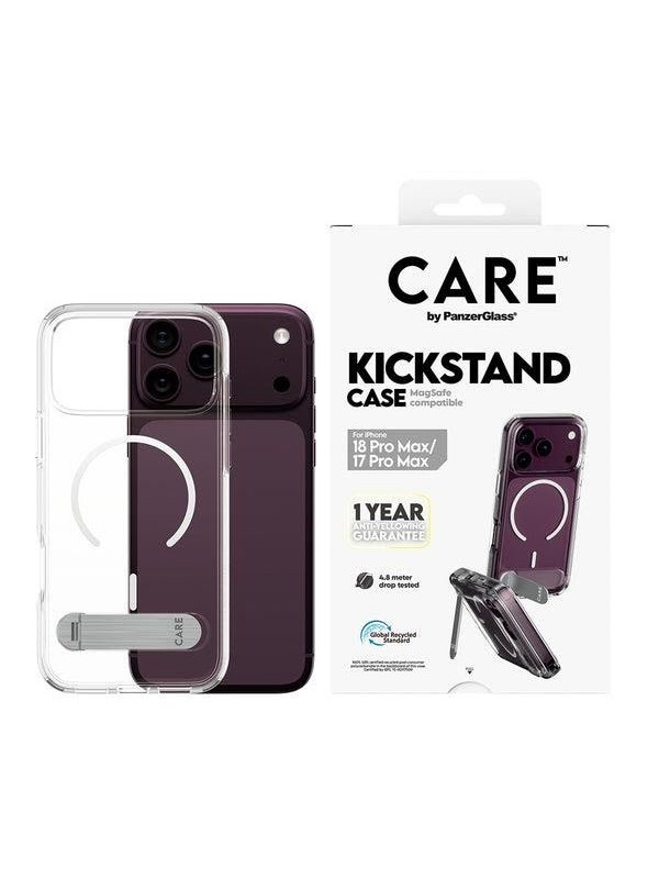 CARE by PanzerGlass Kickstand Case Transparent w. White MagSafe Apple iPhone 18 Pro Max | 17 Pro Max
