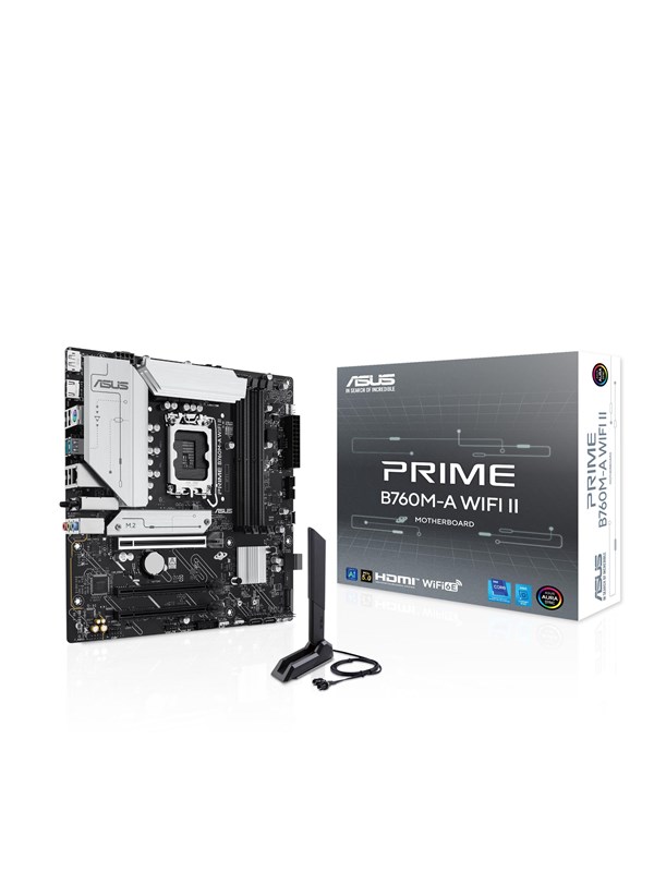 ASUS PRIME B760M-A WIFI II Moederbord - Intel B760 - Intel LGA1700 - DDR5 RAM - Micro-ATX