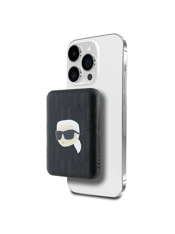 Karl Lagerfeld Powerbank inductive KLPB5FPGKSKIHK 16W 5000mAh black/black Karl Head Pin MagSafe - 5000 mAh
