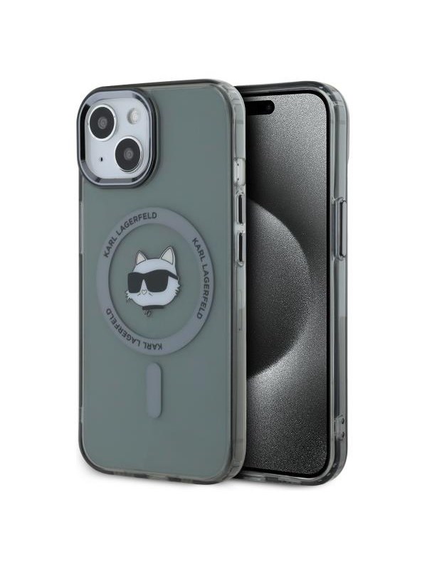 Karl Lagerfeld KLHMP15SHLSCHK iPhone 15 6.1" black/black hardcase IML Metal Choupette Head MagSafe