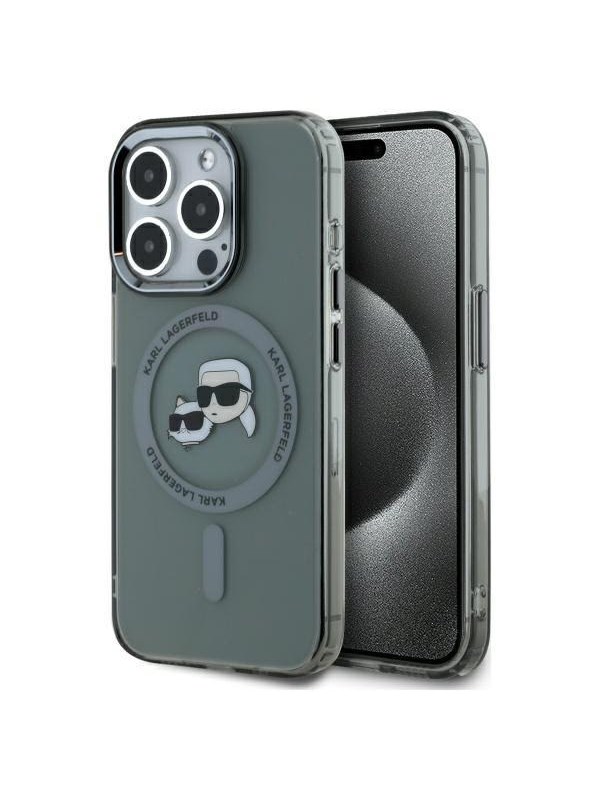 Karl Lagerfeld KLHMP15LHLSKCK iPhone 15 Pro 6.1" black/black hardcase IML Metal Karl&Choupette Head MagSafe