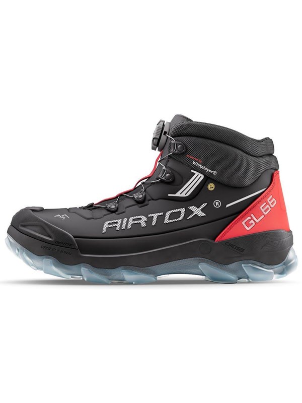 AIRTOX GL66 veiligheidslaars, lichtgewicht, Whitelayer spijkerbescherming, PRO smart lacing, zwart/rood - Maat 37