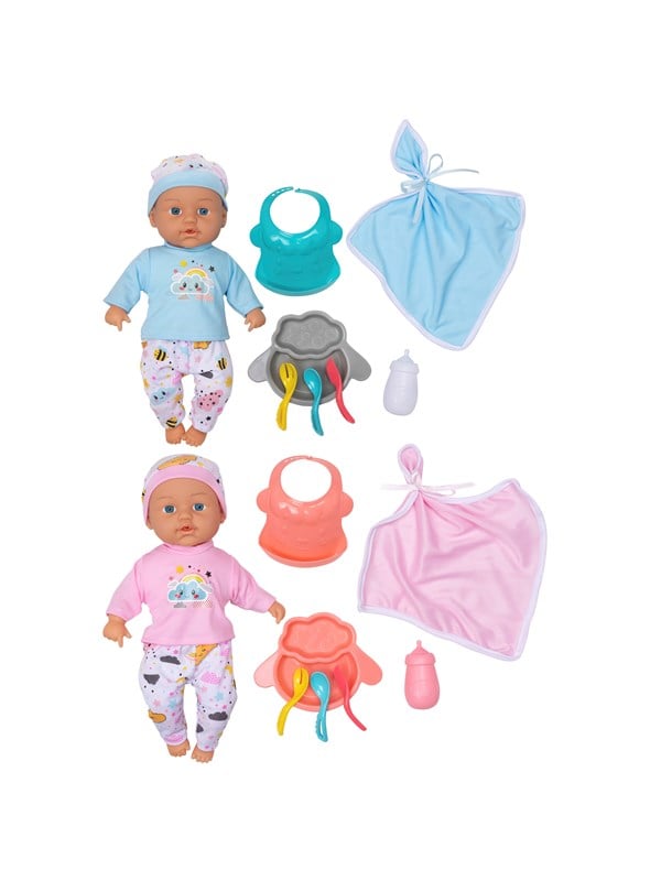 Micki Baby dukker Max & Mia 33 cm m/16 dele