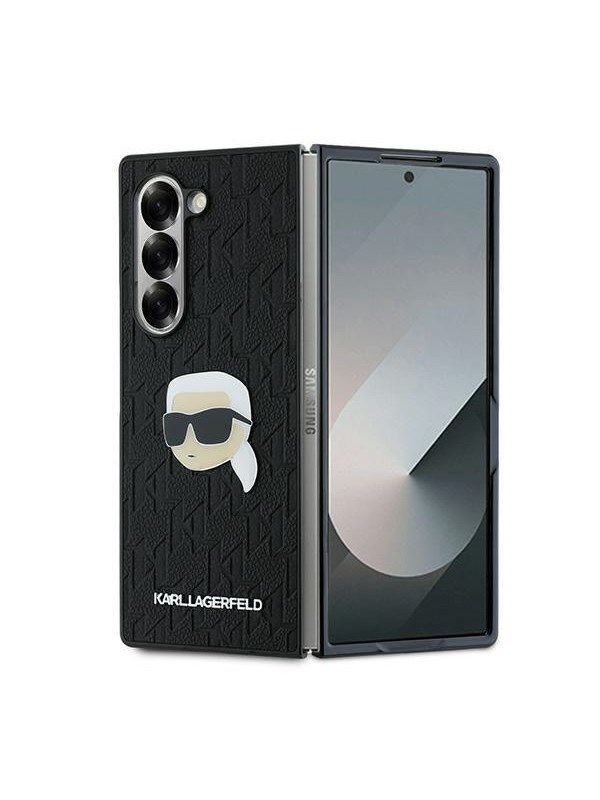 Karl Lagerfeld, Hoesje geschikt voor Galaxy Z Fold 6 - Saffiano Monogram Karl Head, Zwart