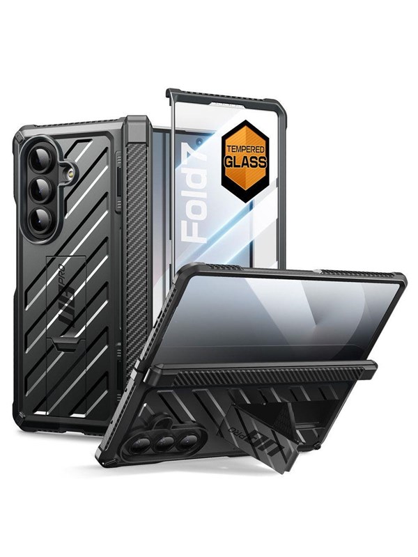 Supcase UB Pro Case geschikt voor Samsung Galaxy Fold 7 hoesje met screenprotector - Zwart