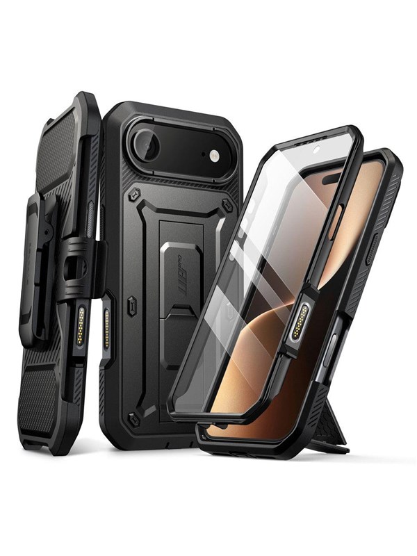 Supcase 360 Backcover met screen protector geschikt voor iPhone Air hoesje - Zwart
