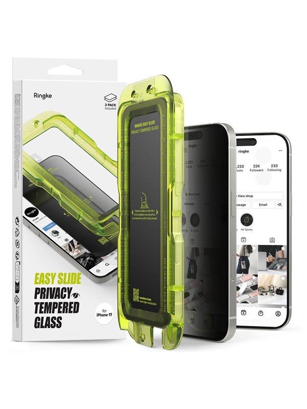 Ringke Easy Slide 2-pack Privacy Glass for iPhone 17 - Black