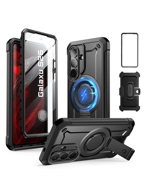 Supcase MagPro hoesje geschikt voor Samsung Galaxy S26 met screenprotector - Zwart