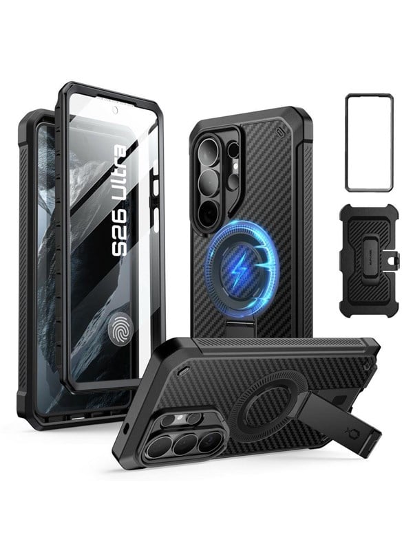 SUPCASE Unicorn Beetle Mag Pro - Hoesje Geschikt voor Samsung Galaxy S26 Ultra - Compatibel met MagSafe / Qi2 - Full Protect met Ingebouwde Screenprotector - Kickstand - Carbon