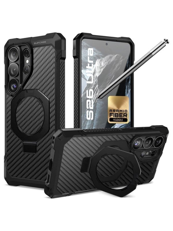 Supcase UB Grip hoesje geschikt voor Samsung Galaxy S26 Ultra - Geschikt voor MagSafe - Aramid Zwart