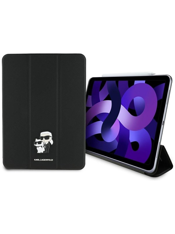 Karl Lagerfeld Saffiano Magnetic Karl & Choupette iPad Air 11" 2024 Book Cover Case - Black