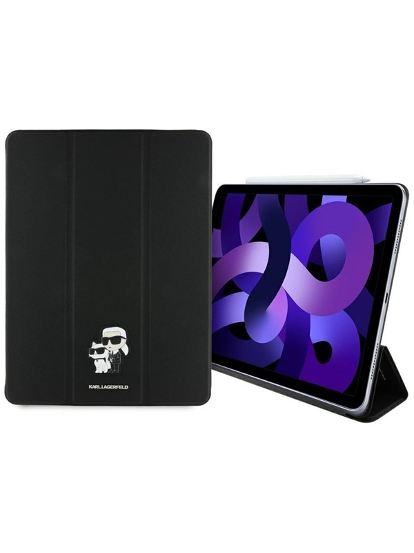 Karl Lagerfeld Saffiano Magnetic Karl & Choupette iPad Air 13" 2024 Book Cover Case - Black