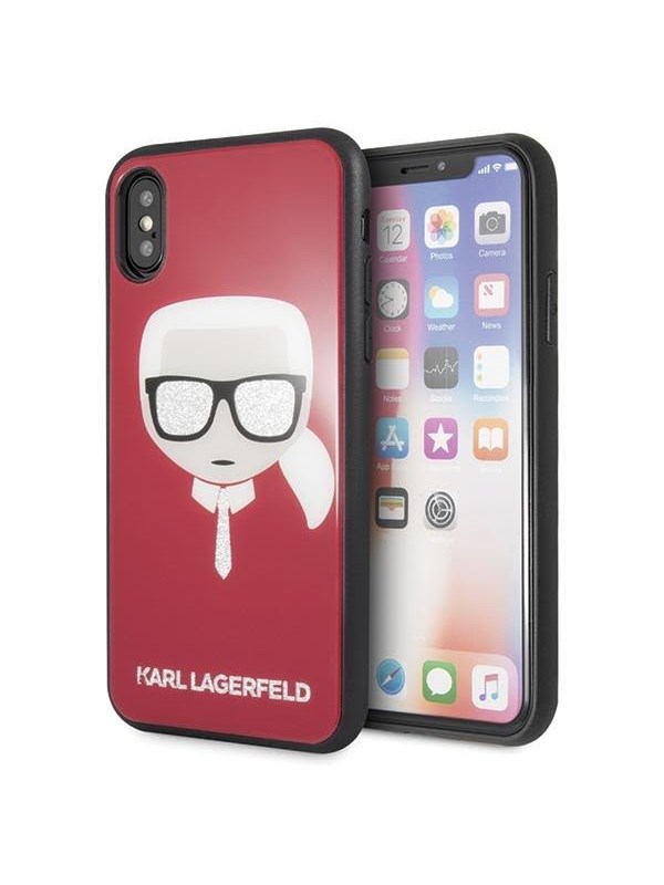 Karl Lagerfeld Iconic Glitter Karl`s Head iPhone X / Xs Case - Red