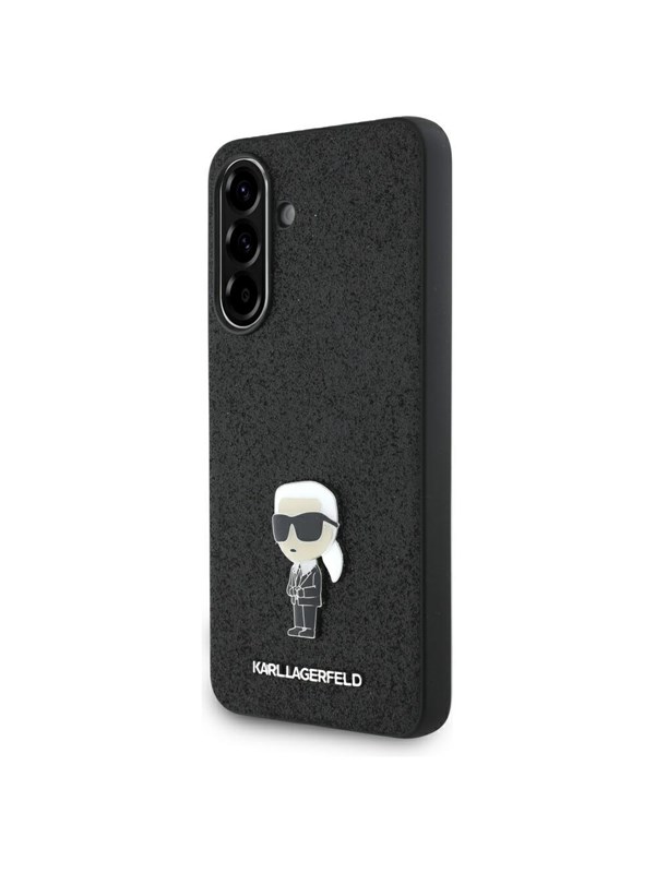 Karl Lagerfeld Fixed Glitter Ikonik Logo Metal Pin Case for Samsung Galaxy A36 - Black
