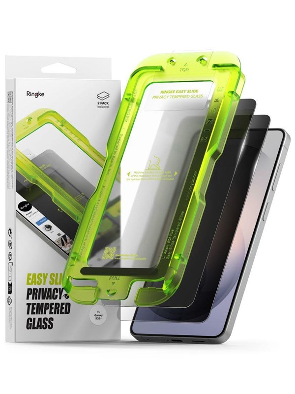 Ringke Easy Slide Privacy Geschikt voor Samsung Galaxy S26 Plus | Screen Protector met Jig | 9H Volledig Dekkend Tempered Glass | Case Friendly | Anti-Spy | Gemakkelijke Installatie | 2-Pack