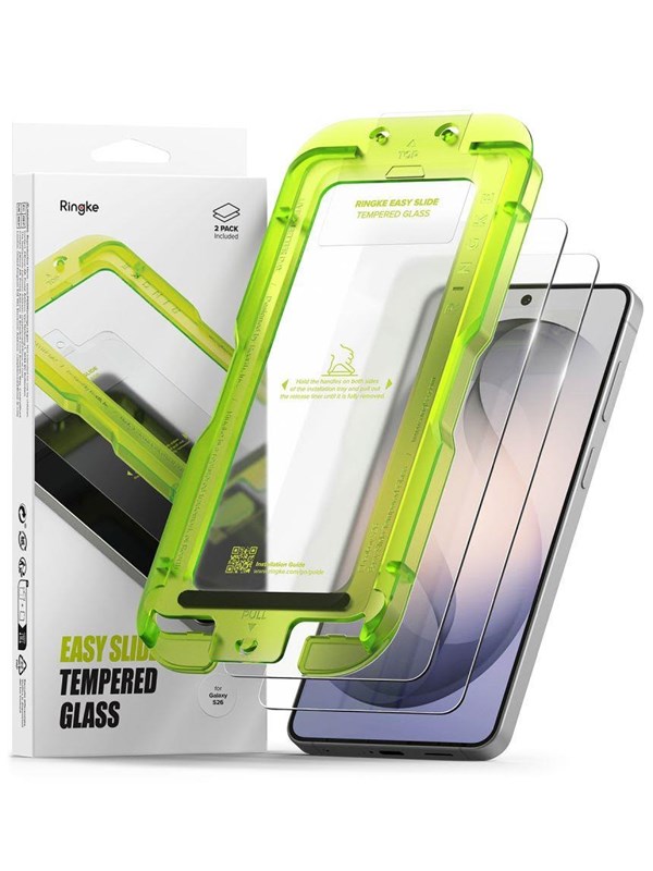 Ringke Screenprotector Geschikt voor Samsung Galaxy S26 - Easy Slide met Jig - 9H Tempered Glass - Case Friendly - Gemakkelijke Installatie - 2-Pack
