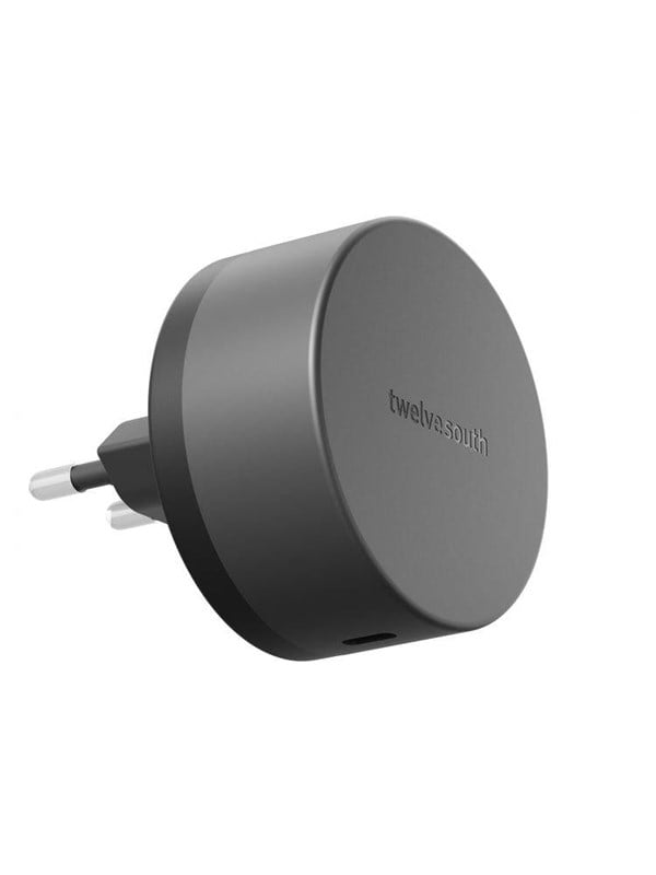 Twelve South PowerBug EU Draadloze Wand Oplader – 35W Snelladen – Tegelijk Twee Apparaten Opladen – Compatibel met Qi2 en MagSafe Apparaten - Zwart