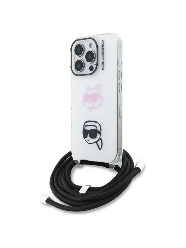 Karl Lagerfeld IML Crossbody Karl&Choupette Head Case for iPhone 16 Pro Max - White