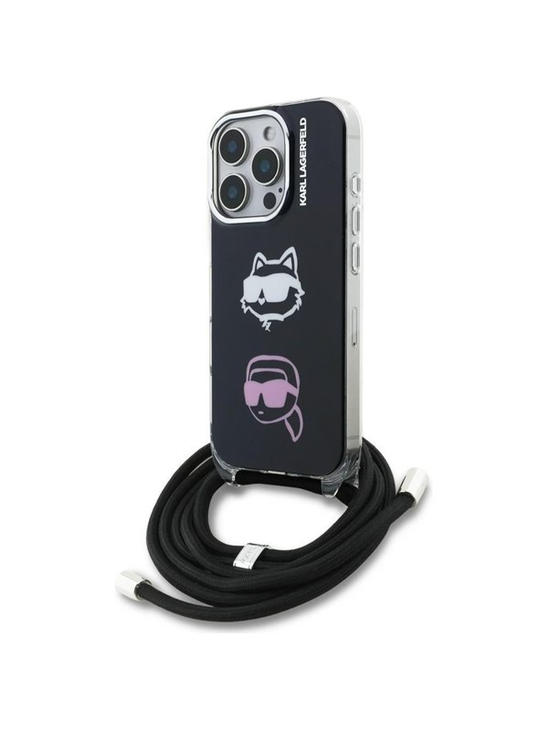 Karl Lagerfeld IML Crossbody Karl&Choupette Head Case for iPhone 16 Pro Max - Black