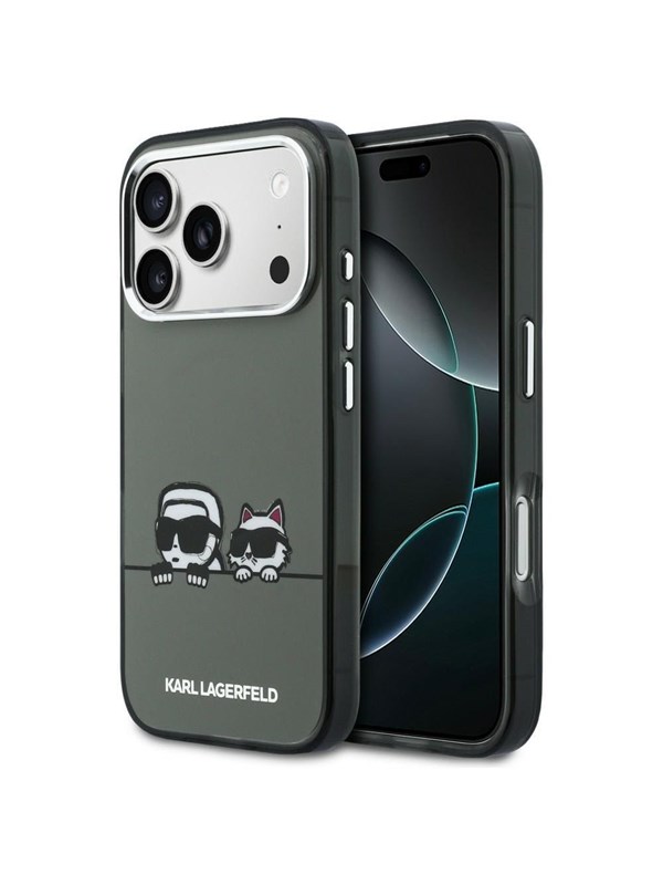Karl Lagerfeld IML Karl & Choupette Peekaboo Logo MagSafe Case for iPhone 17 Pro Max - Black